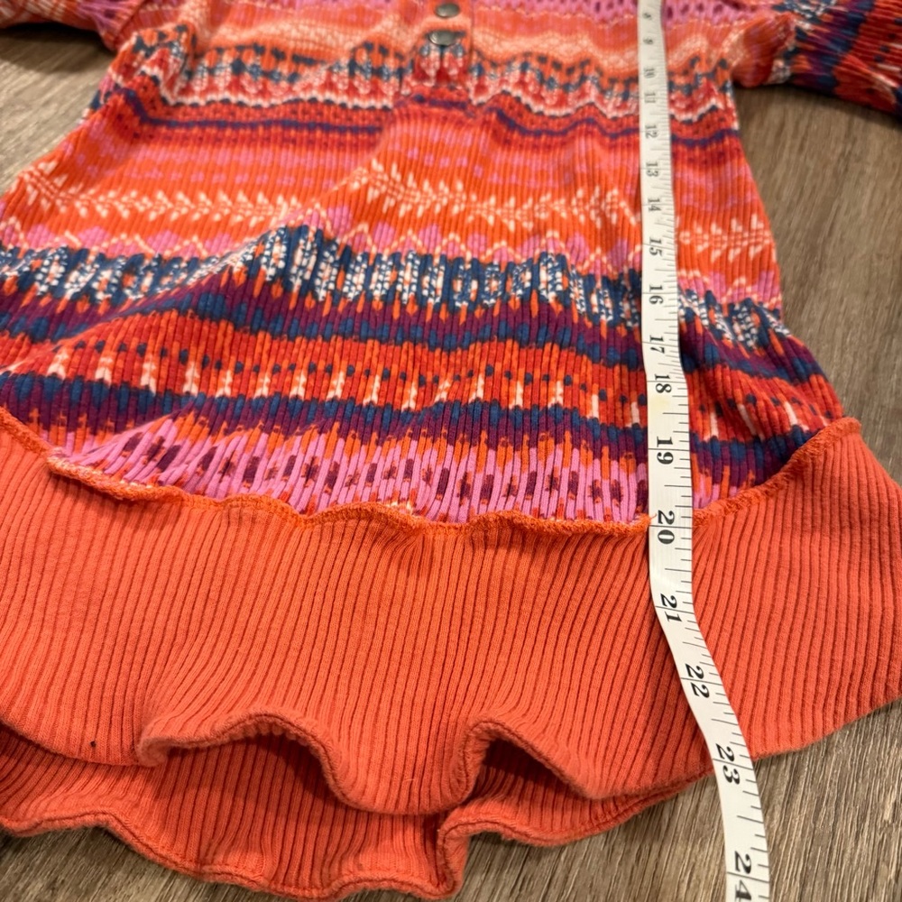Free People Fp Movement Multicolored Rally Rib Henley Top Fired Up Combo Sz Med - Picture 9 of 10
